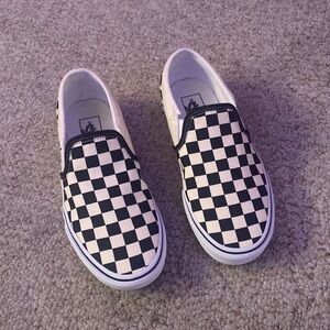 Slip on Vans, checkered, size 7.5